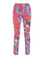 Pantalone stampa serpente rosso e azzurro