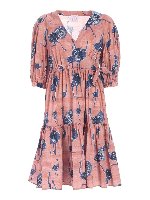 Abito rosa e blu stampa struzzi