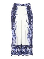 Pantalone plisse bianco e blu stampato