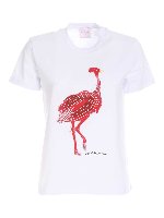 T-shirt stampa struzzo bianca
