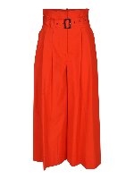 Pantalone vita alta con cintura arancione