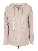 Felpa zip e cappuccio beige