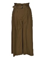 Pantalone vita alta con cintura verde