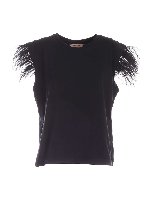 Top con dettaglio piume di struzzo nero