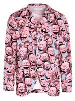 Giacca Yue Minjun stampata rosa e azzurra