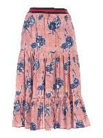 Gonna stampa pavoni rosa