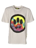 T-shirt bianca con logo frontale multicolor