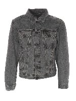 Giubbino in denim grigio con logo