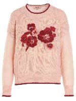 Pullover con ricamo floreale color pesca