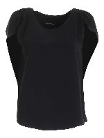 Top con arricciature sulle spalle nero