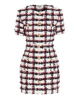 Abito in tweed a quadri bianco