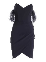 Abito corto nero con inserti in tulle