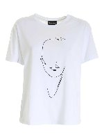 T-shirt bianca con ricamo volto