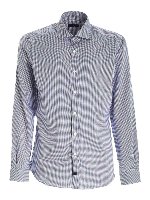 Camicia blu con etichetta logo
