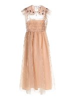 Abito in tulle color nude con ricami gioiello