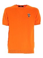 Maglia manica corta con ricamo logo arancione