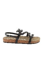 Sandali neri e blu con strass