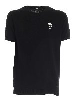 Maglia manica corta con ricamo logo nera