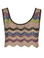 Top cropped chevron beige