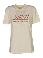 T-shirt beige con stampa logo