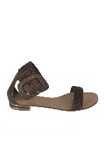 Sandali in pelle e tessuto intrecciato Ciocco