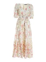 Abito color crema con stampa fiori