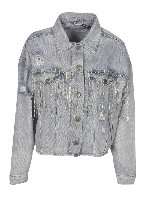 Giubbino in denim strappato azzurro