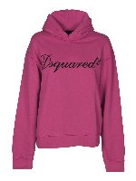 Felpa fucsia con stampa nera