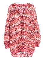 Cardigan a righe fucsia