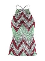 Top rosso e verde con inserti lame