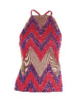 Top rosso e viola con inserti lame