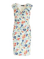 Abito bianco con stampa fiori all-over