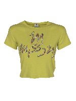 T-shirt crop logata verde lime