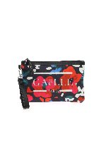 Pochette nera stampa floreale