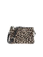 Pochette con stampa animalier beige e nera