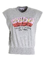 T-shirt grigia con spalline imbottite