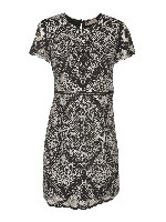 Abito nero con ricamo a contrasto