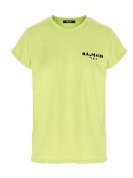 T-shirt gialla con logo flock