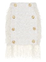 Gonna in tweed con frange bianca