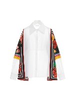 Camicia bianca con inserto multicolor