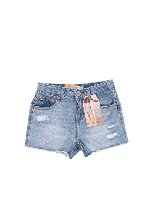 Shorts in denim strappato blu