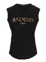 Top nero con bottoni color oro