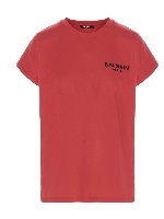 T-shirt rossa con logo flock
