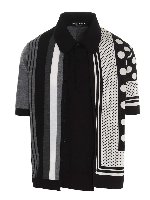 Polo mix jacquard nera