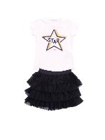 Completo t-shirt e gonna bicolor stampa star
