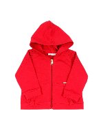 Felpa rossa con cappuccio con strass