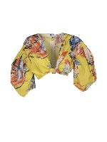 Blusa cropped con nodo in gialla