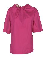 Blusa collo arricciato fucsia
