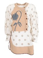 Blusa Flower dot crema e beige