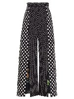 Pantaloni patchwork neri a pois